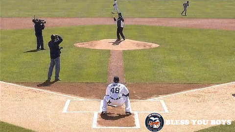 GIF: Chet Lemon throws out the first pitch on Opening Day - Bless You Boys