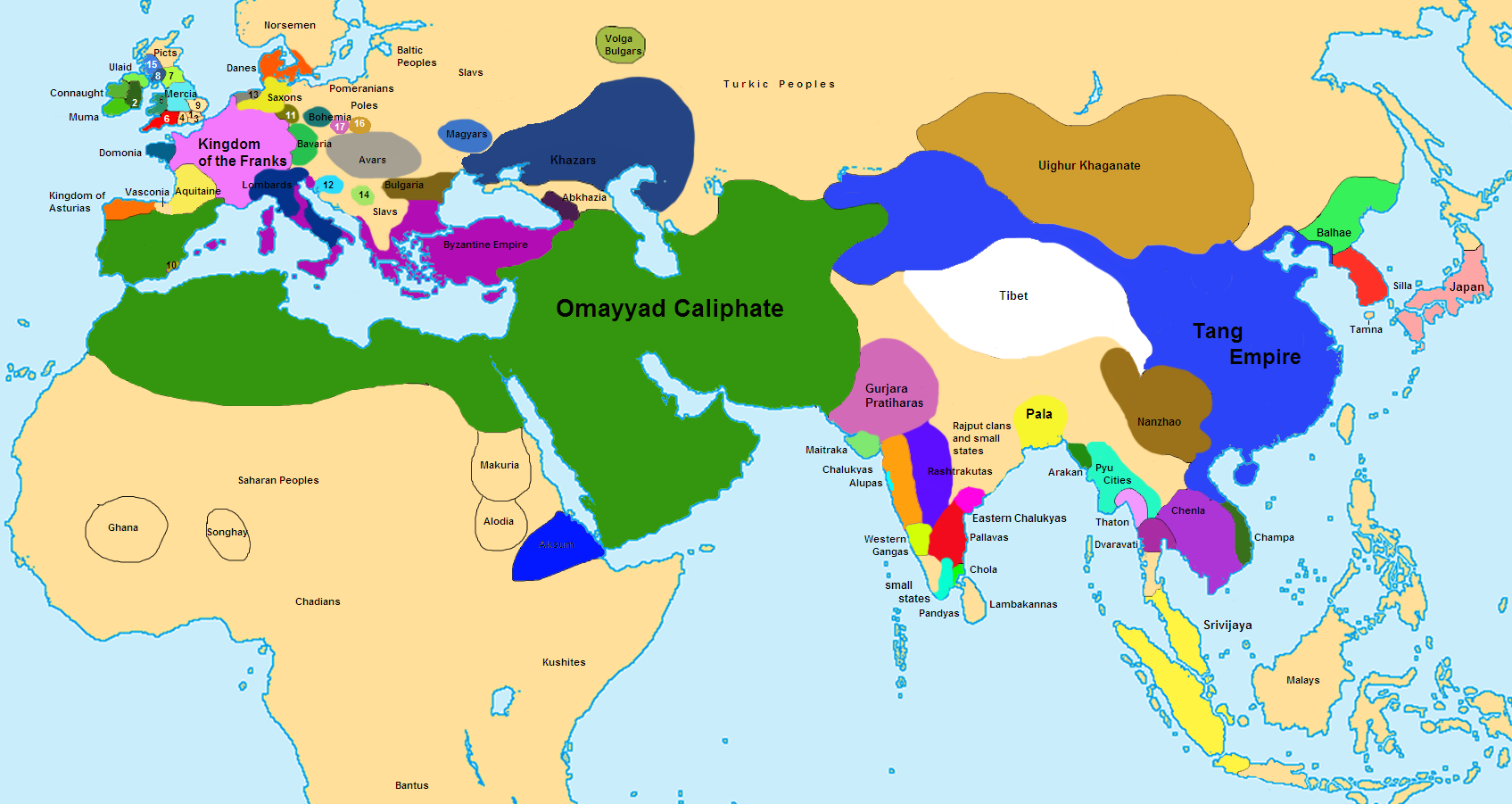 A map of the world at the Caliphate's height