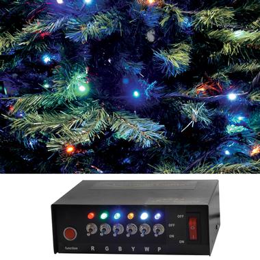 Lazy Man lights, shown on a Christmas tree with controller