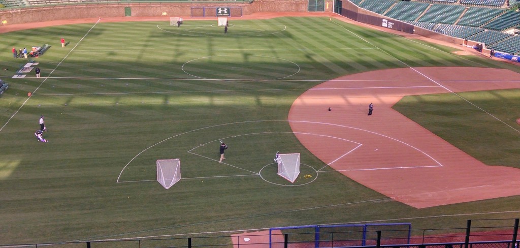 The lacrosse field set-up at Wrigley...worked much better than the football set-up.