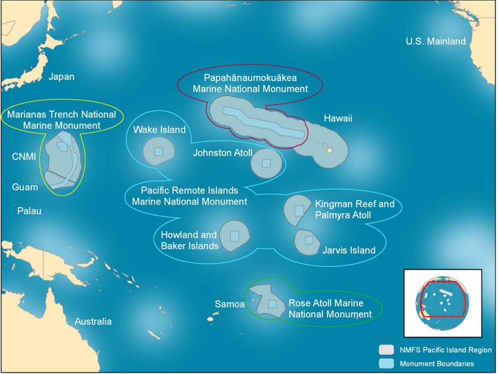 Map of Pacific Remote Islands Marine National Monument (Credit: NOAA)