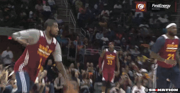 Kyrie and The King get funky at the Cavaliers first scrimmage.