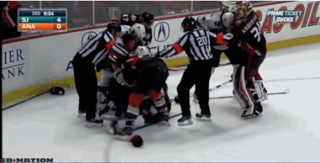 goalie tries to fight