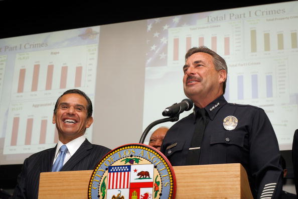 Villaraigosa Beck LAPD press conference crime rate
