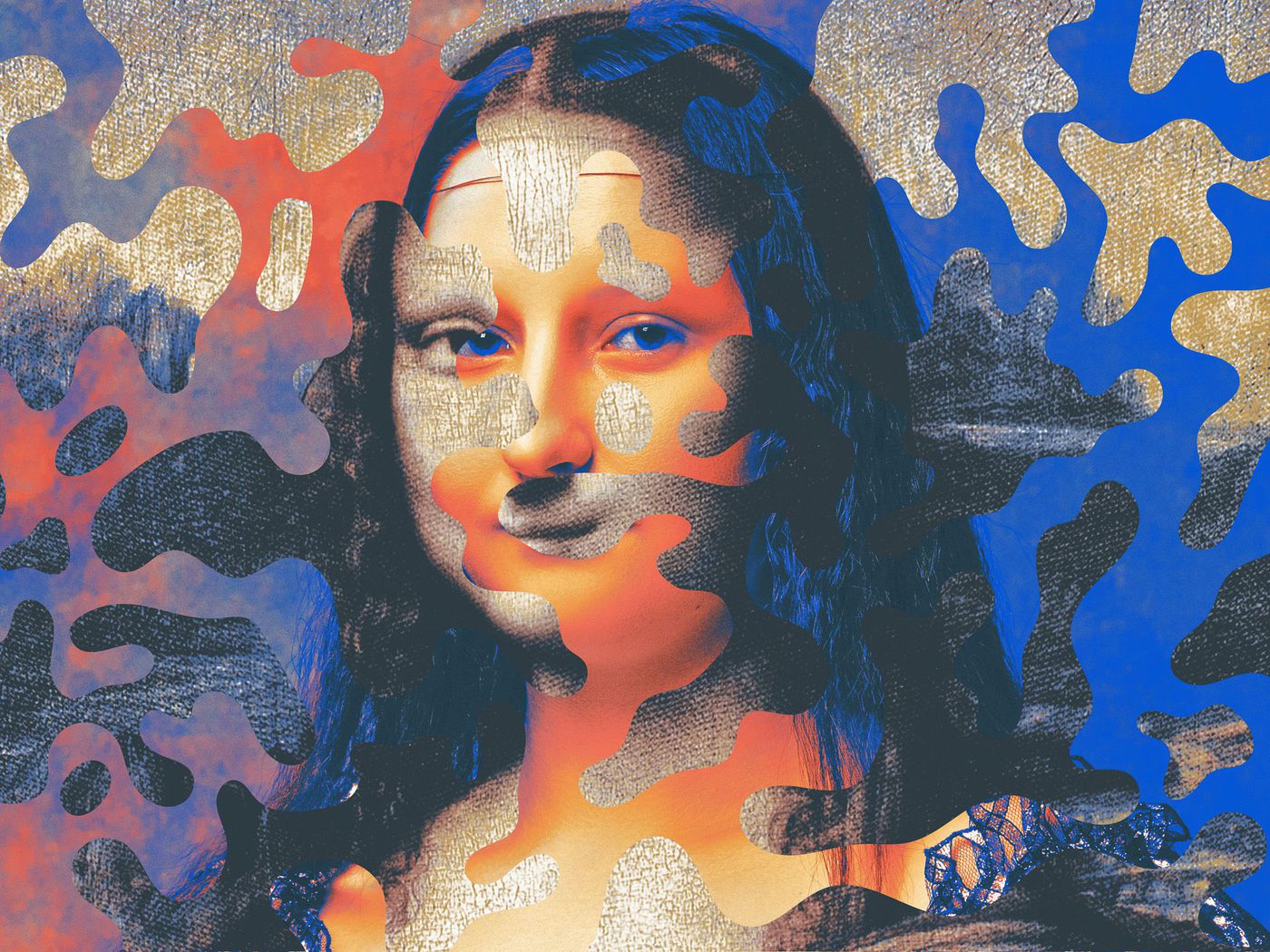 Two images of the Mona Lisa, each in a different art style: one classical and the other more modern and abstract with vibrant colors.