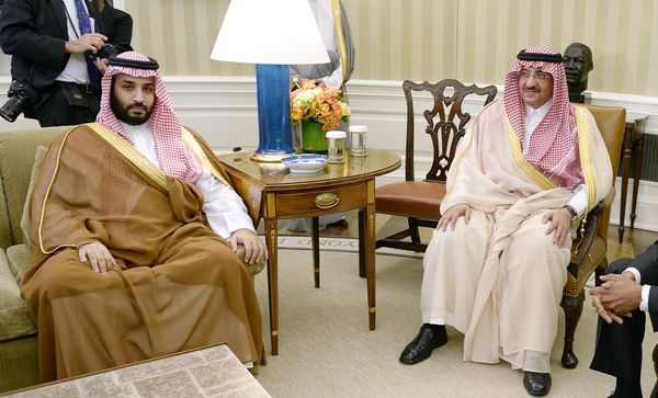 Deputy Crown Prince Mohammed bin Salman (left) chills in the Oval Office.