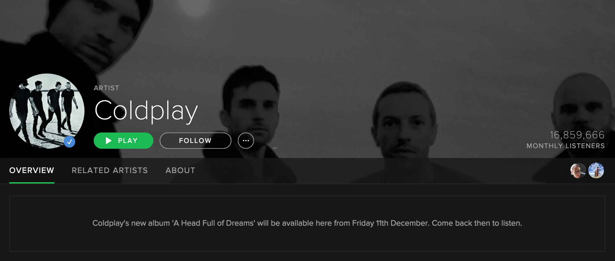 coldplay spotify coming soon