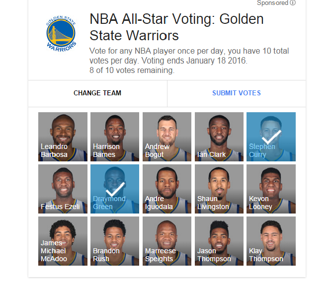 nba google all-star voting warriors